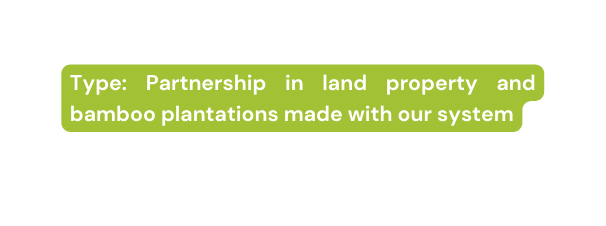 Type Partnership in land property and bamboo plantations made with our system